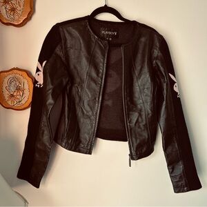 PLAYBOY Y2K Black Leather Women's Jacket
